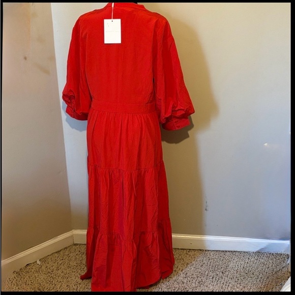 Endless Rose Vibrant  Pintuck Three-Quarter Sleeve Midi Dress  M - Picture 7 of 16